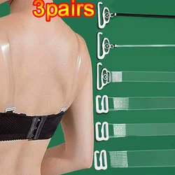 3Pairs Clear Bra Straps Women's Transparent Invisible Detachable Adjustable Shoulder Strap Elastic Belt Intimates Accessories