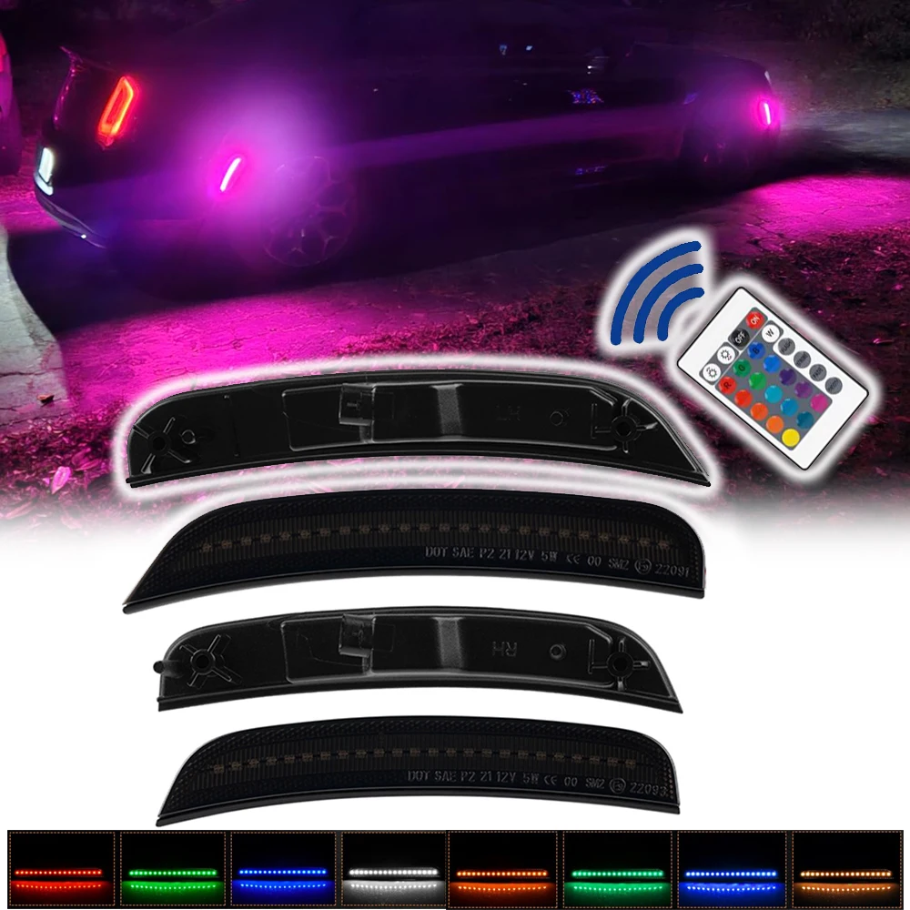 

Smoked Lens Front Rear Fender LED Side Marker Light for Chrysler 300 2015-2023 Flowing RGB Multi-color Indicator