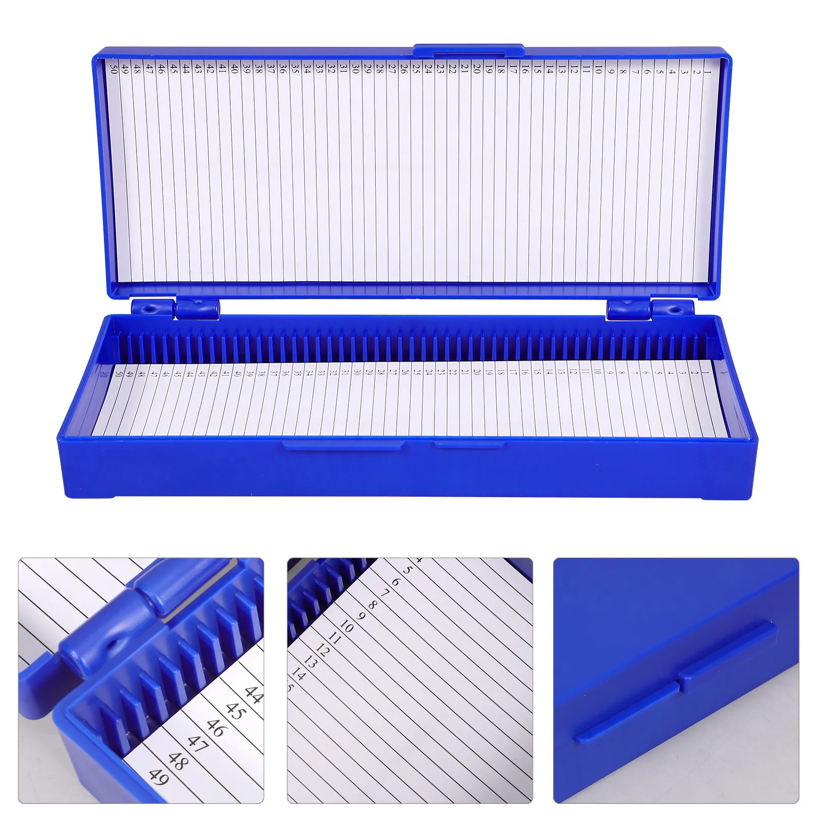2Pcs Black ABS Slide Storage Container Holds 50 Slides Numbered Slots Top-Hinged Lid Easy Clean Microscope Slide Organizer Case