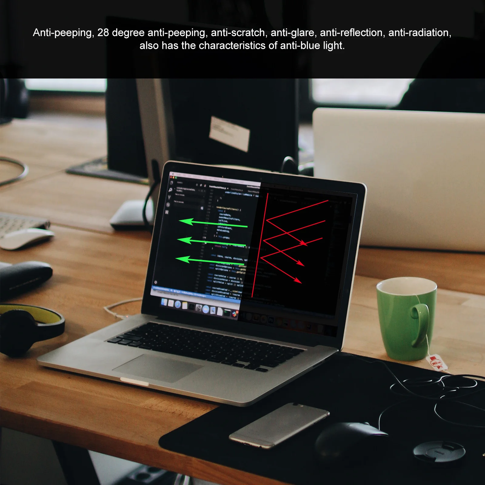 شاشة كمبيوتر مضادة للظهور، شاشة كمبيوتر محمول مقاس 14 بوصة، مقاومة للتسرب، واقي شاشة للخصوصية، مضاد للوهج، مرشح الضوء الأزرق