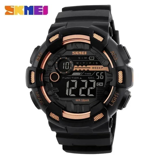 5 PCS/Set SKMEI 1243 Waterproof Sport Electronic Watch Men LED Display Sports Digital Mens Wristwatches Wholesale reloj hombre