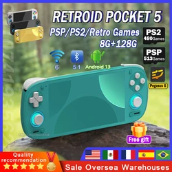 Retroid Pocket 5 RP5 Handheld Game Console 5.5 Inch 1080P OLED Touch Screen 8+128G  Android13 WIFI6 BT5.1 PSP PS2games Gift