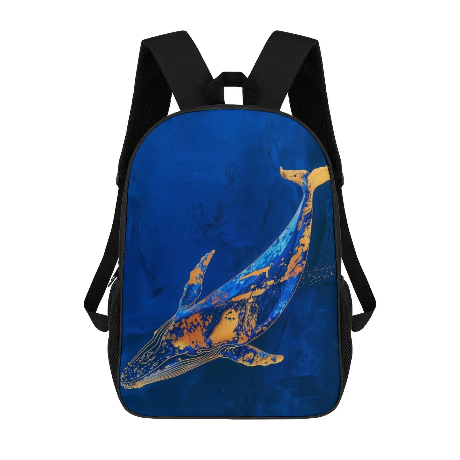 

Золотой и синий кит Mochilas Escolares рюкзак на молнии с принтом, сумка для книг, школьные сумки для девочек, 17-дюймовый школьный рюкзак, сумка