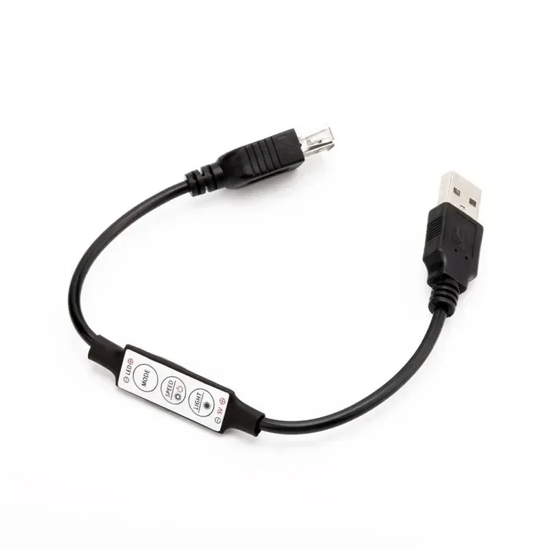Input and Output USB Connector 5V Mini Monochromatic Led Light with 3 Button Dimmer Strobe Controller Cables