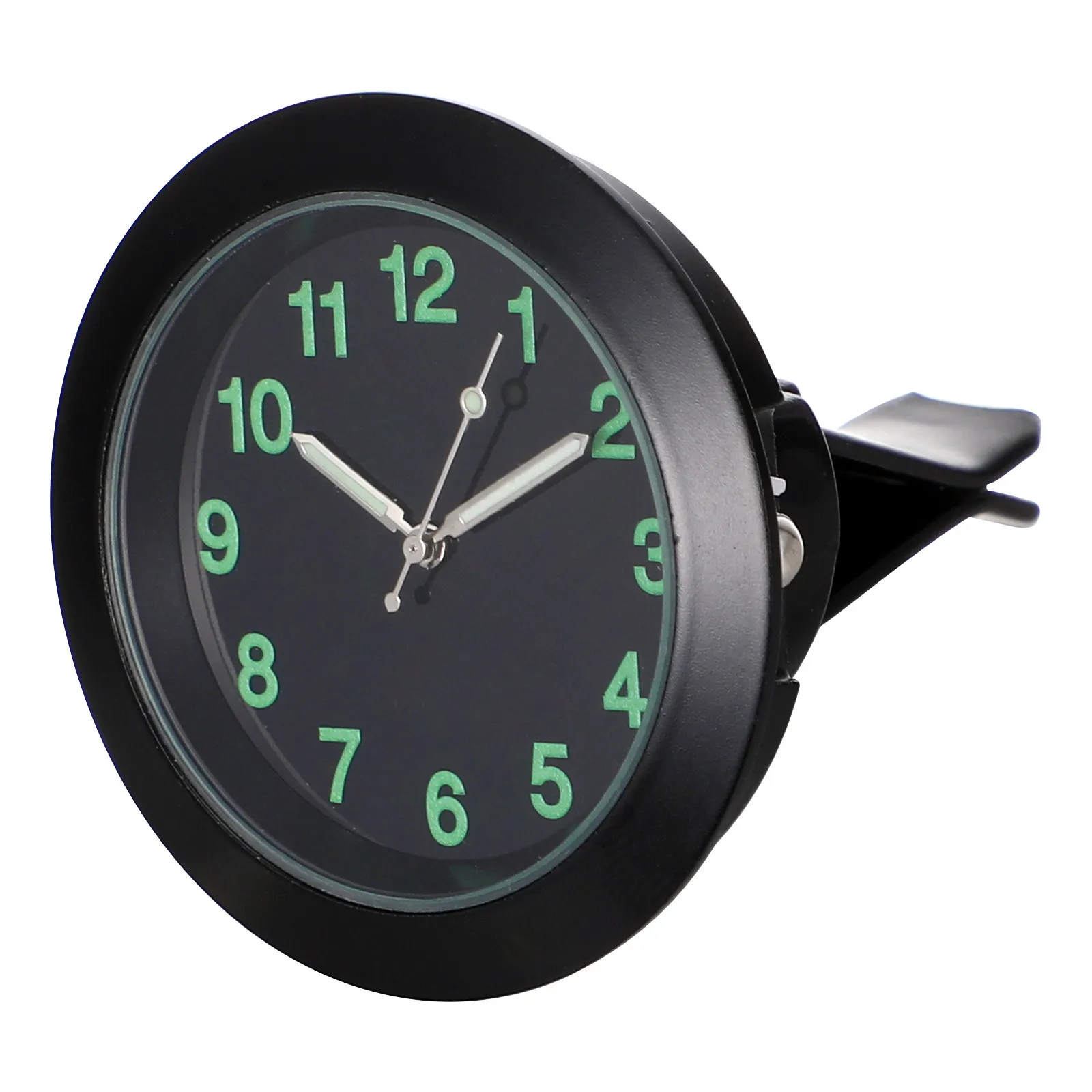 Car Dashboard Mini Quartz Clock Luminous Pointer Air Vent Clip Portable Auto Light Electronic Clock for Safer