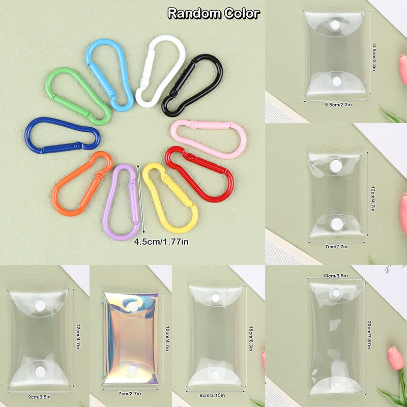 1Pc Mini Anime Doll Display Bag Transparent Coin Purse Keychain Pendant Square Pouch Organizer Key Lipstick Earphone Storage Bag