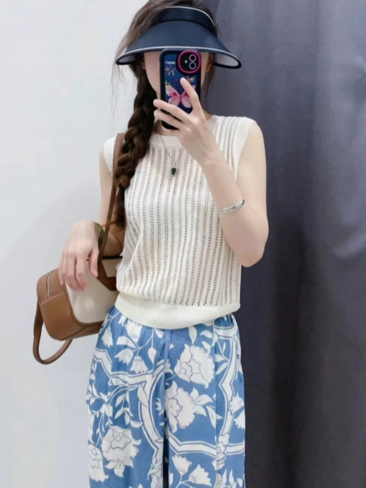 

Women's Summer Knitted ort Sve round Ne Me Top Thin Outerwear Air Conditioned Vest Casual Sle Polyester Fiber