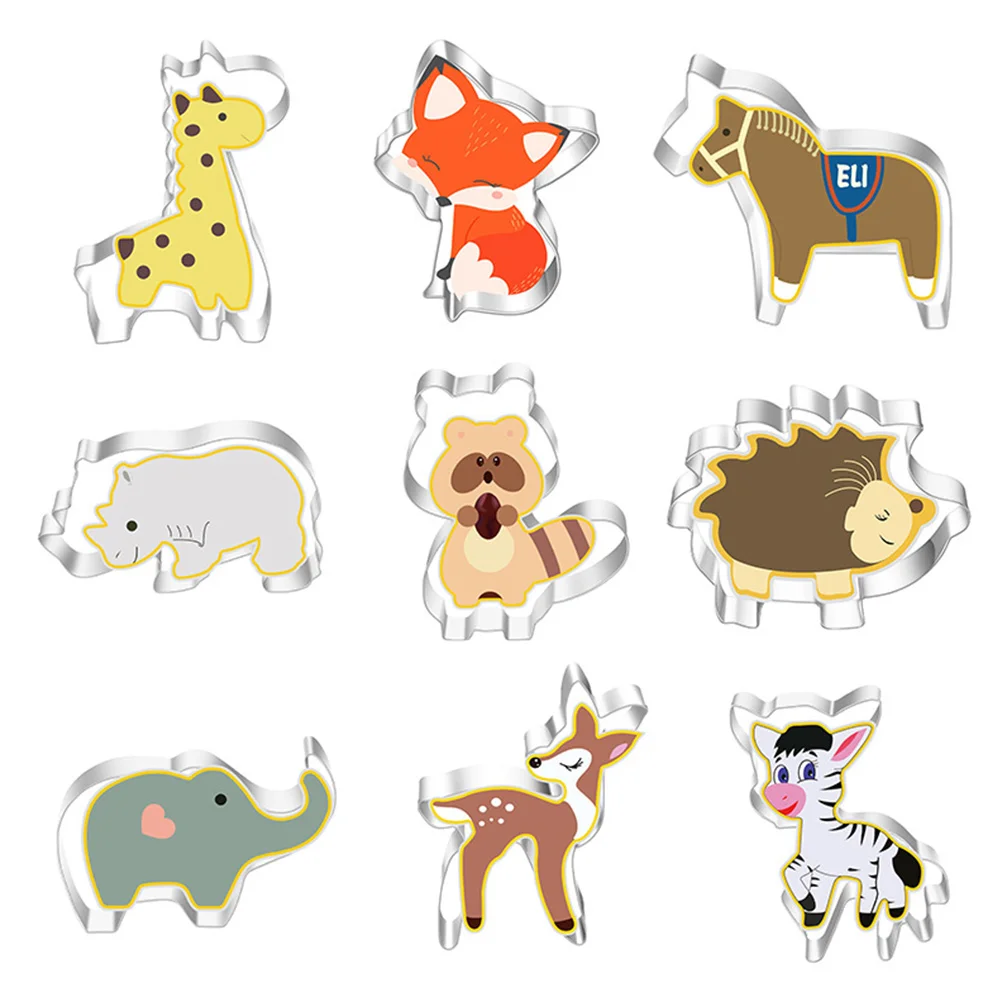 

9 Pcs Biscuit Mold Cartoon Bride Wear Resistant Baking Accessory Stainless Steel Animal Convenient Baking Mold Shape