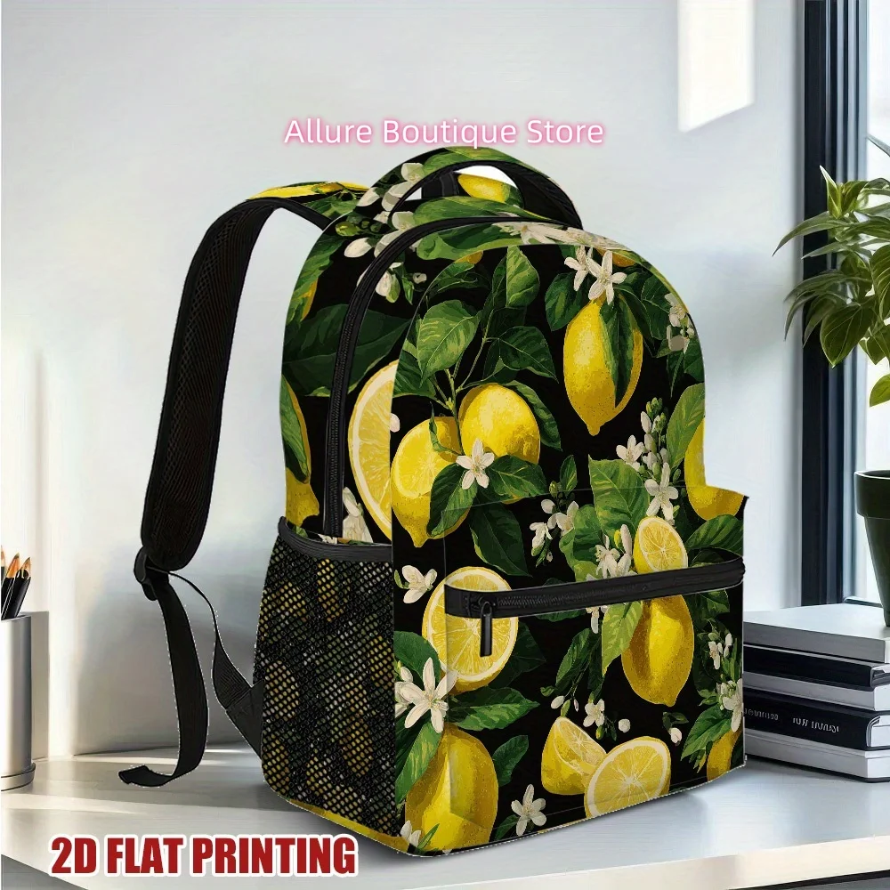 1pc Lemon Blossom Delight Backpack for Women - Stylish & Functional Lightweight Design with Vibrant Lemon & Floral Print, Durabl