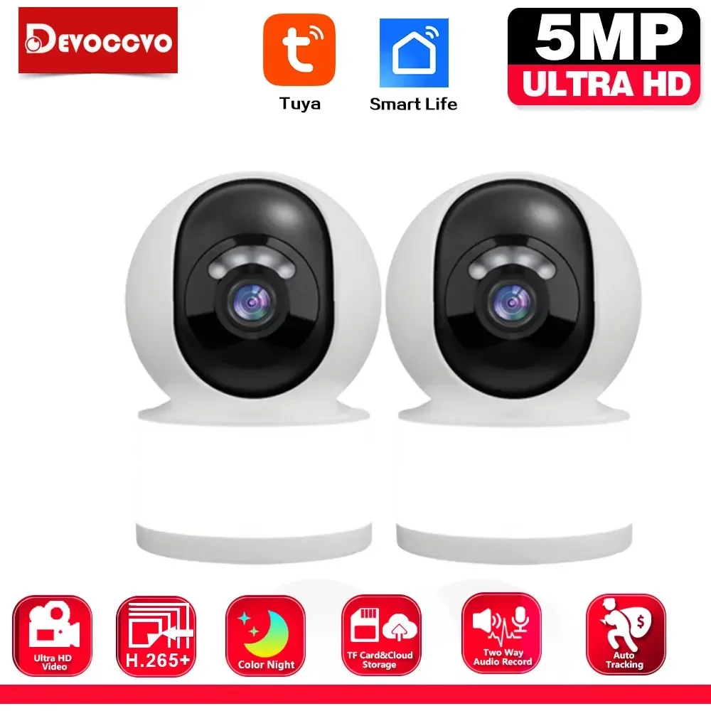 Tuya Mini 5MP WiFi IP Camera Indoor Wireless Security Home CCTV Surveillance Camera Smart Life 2 Way Audio PTZ Baby Monitor Cam