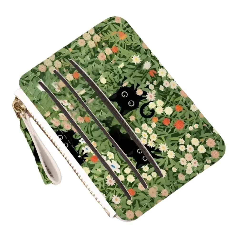 New PVC Cat Credit Card Holder Slim Water-resistant Zipper Wallet Small Multiple Slots Card Case for Women Girls