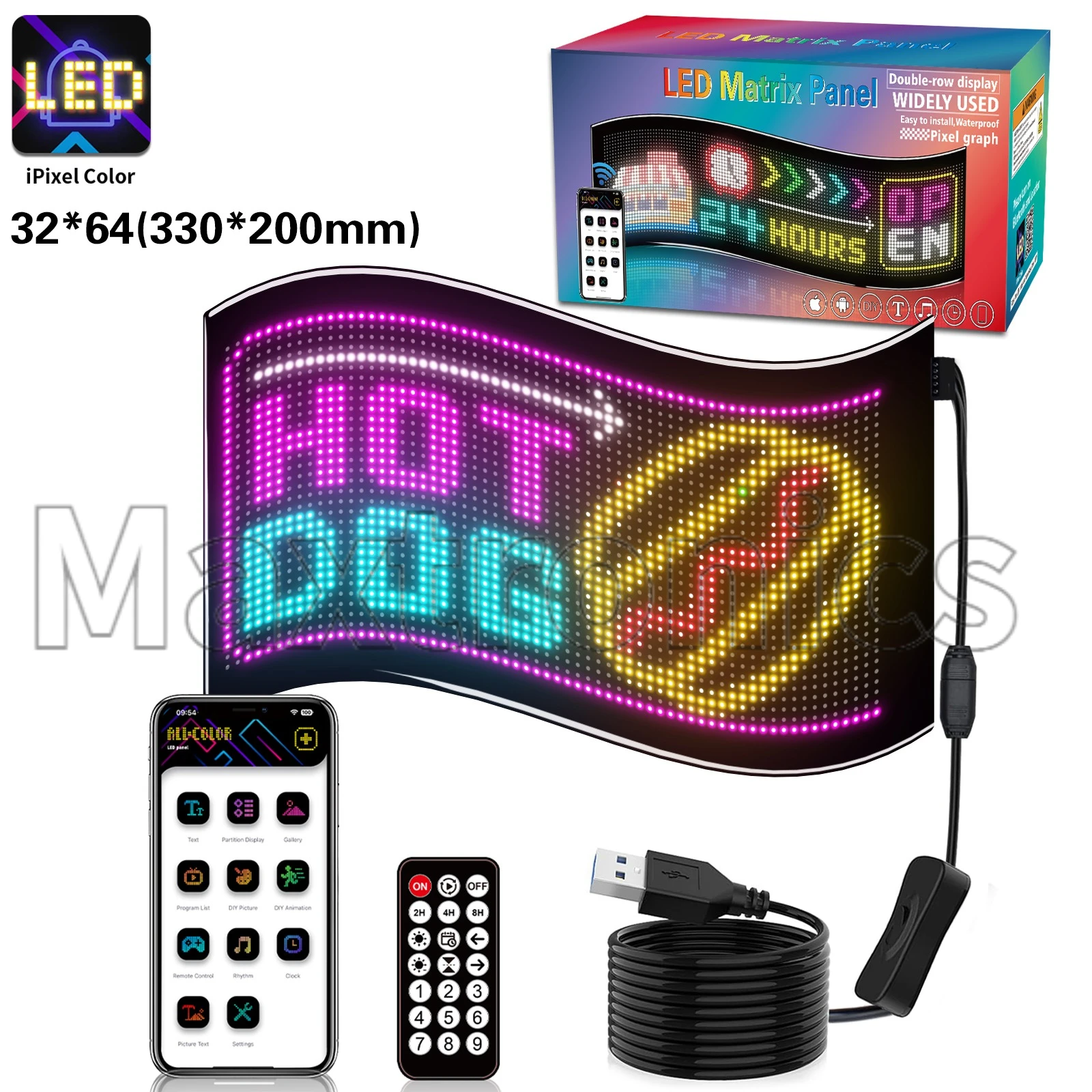 Écran Flexible à Double rangée, panneau matriciel LED, application Programmable multilingue, télécommande, voiture, camion, mauvais yeux