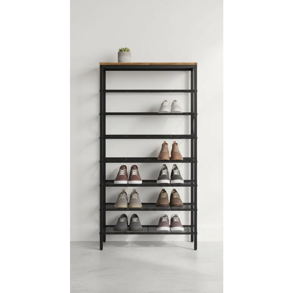 

8-Tier Shoe Rack Organizer, Large Capacity Holds 32 Pairs, Sturdy Rustic Brown for Entryway Hallway Closet Dorm Room