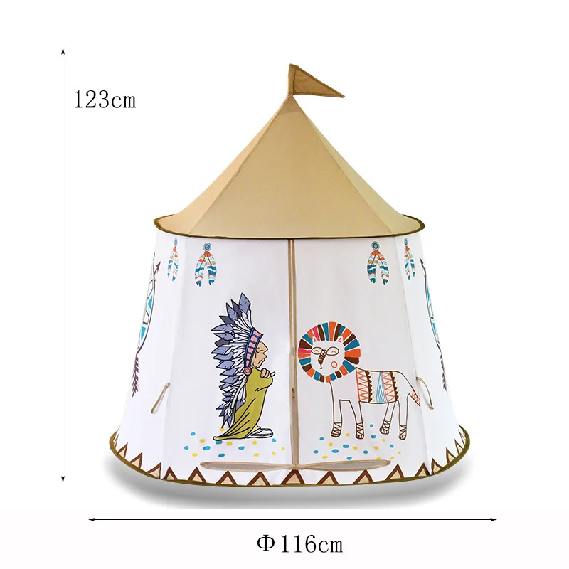 Tenda indiana portátil para crianças, castelo da princesa, casa de jogo grande, piscina de bola do oceano, pequena casa, tenda infantil interior e