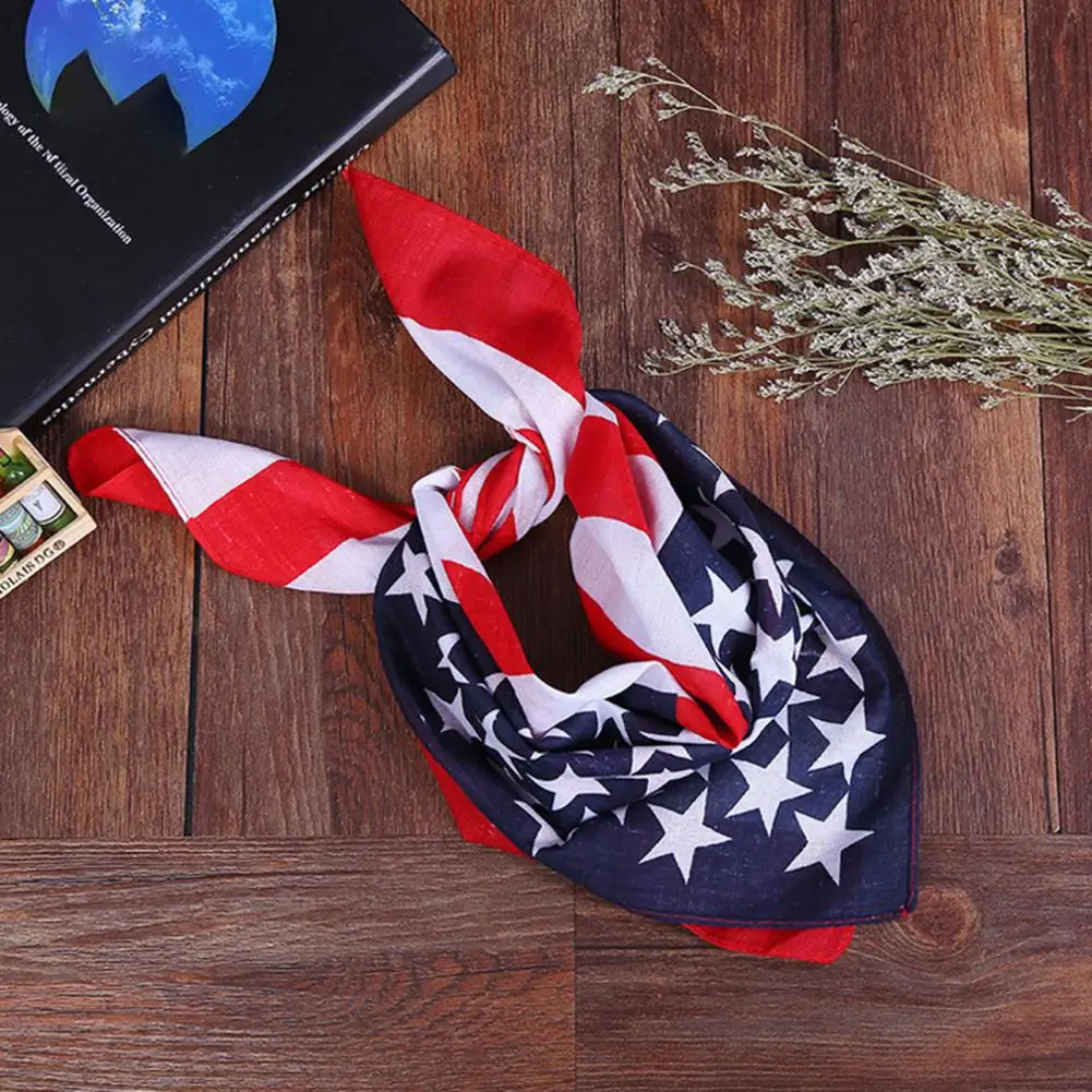 Stylish American Flag Stripes Star Print Cycling Square Scarf Skin-affinity Sports Headscarf Easy to Clean for Outdoor