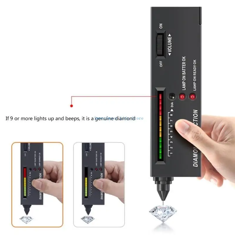 D5QB Practical Diamonds Tester Stift Schmuck Testwerkzeug LED -Indikatorstester für schnelle und sichere Diamantenüberprüfung