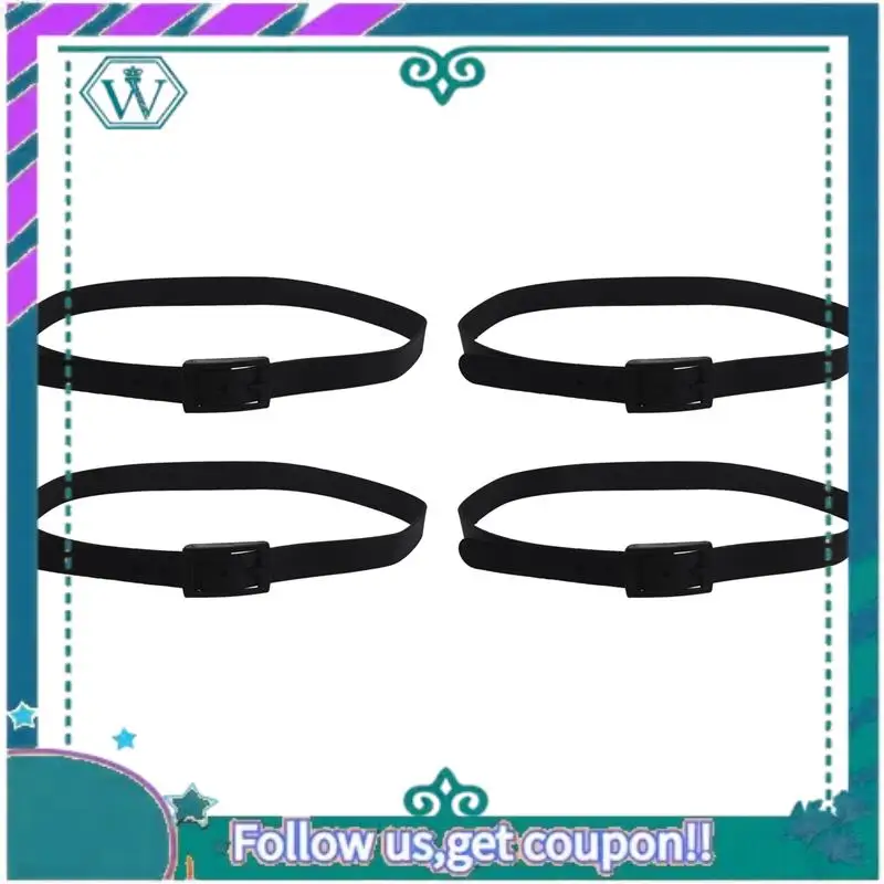 เข็มขัดซิลิโคน A09P 4X สำหรับผู้ชายและผู้หญิง หัวเข็มขัดพลาสติกยาง แบบหนังเรียบ ปรับได้ - สีดำ