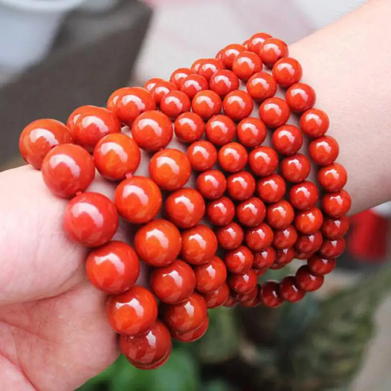 

Браслет из натурального Южного красного агата и нефрита, многооборотный браслет для женщин и мужчин, 108, круглые бусины из камня, эластичные браслеты из бисера, подарки для женщин