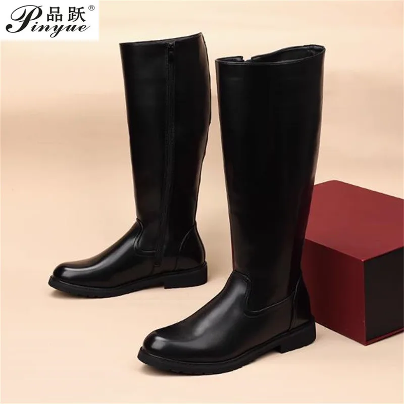 

Мужские модные высокие мотоциклетные ботинки для выступлений на сцене, оригинальная кожаная обувь, ковбойские осенне-зимние ботинки, крутые длинные рыцарские ботинки 37-45