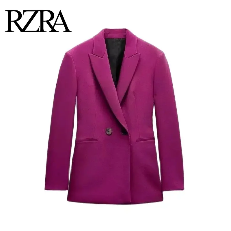 RZRA women\'s clothing 2024 autumn and winter new style temperament versatile back belt decoration double-breasted suit jacket