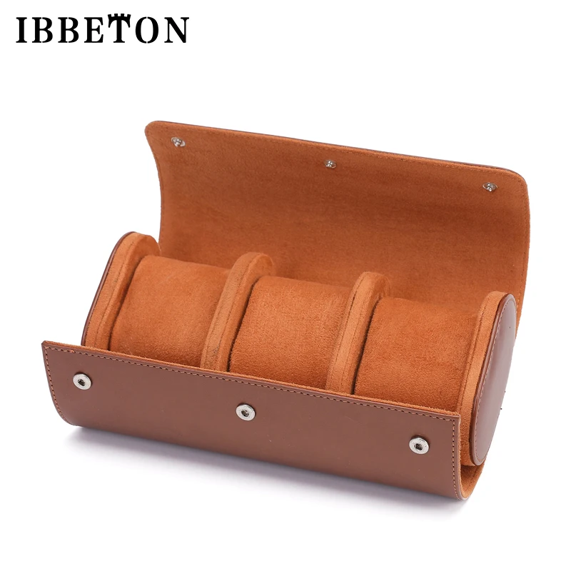 IBBETON Watch Roll Travel Case Portable Vintage Leather Watch Display Case Watch Storage Box Watch Organizers of Men Gift