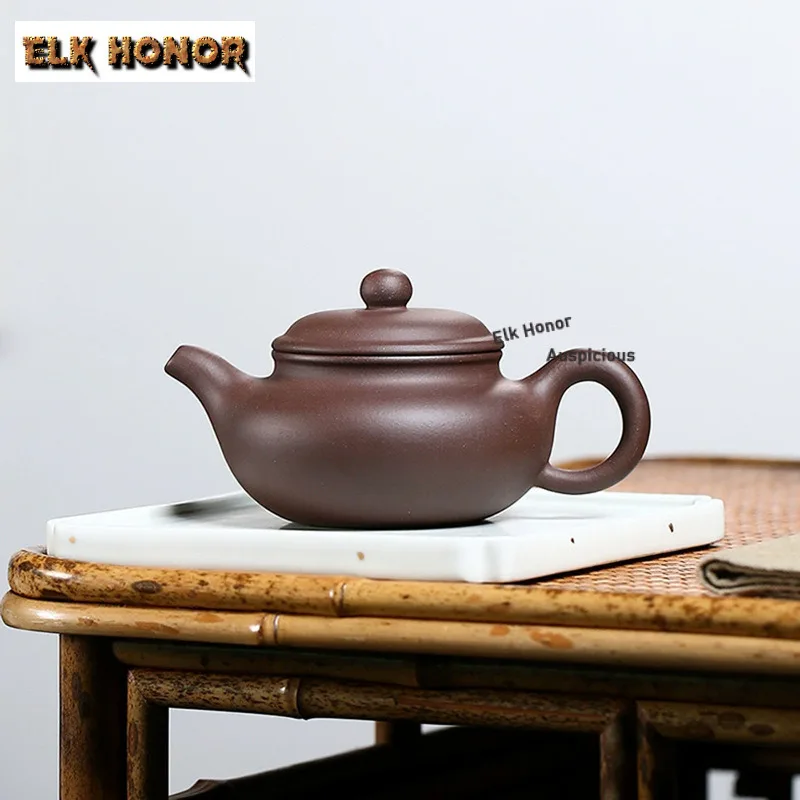

190 мл классические чайники из фиолетовой глины Yixing, горшок ручной работы в античном стиле, чайник из необработанной руды, грязевой чайник, чайный сервиз Zisha, посуда для напитков