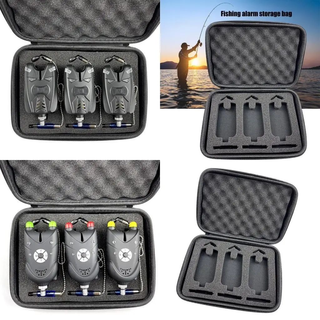 

R6FE Waterproofs Electronics Fishing Bites Alarm Storage Case Portable Carry Bag Foam Pad Fishing Swingers Storage Box Enduring