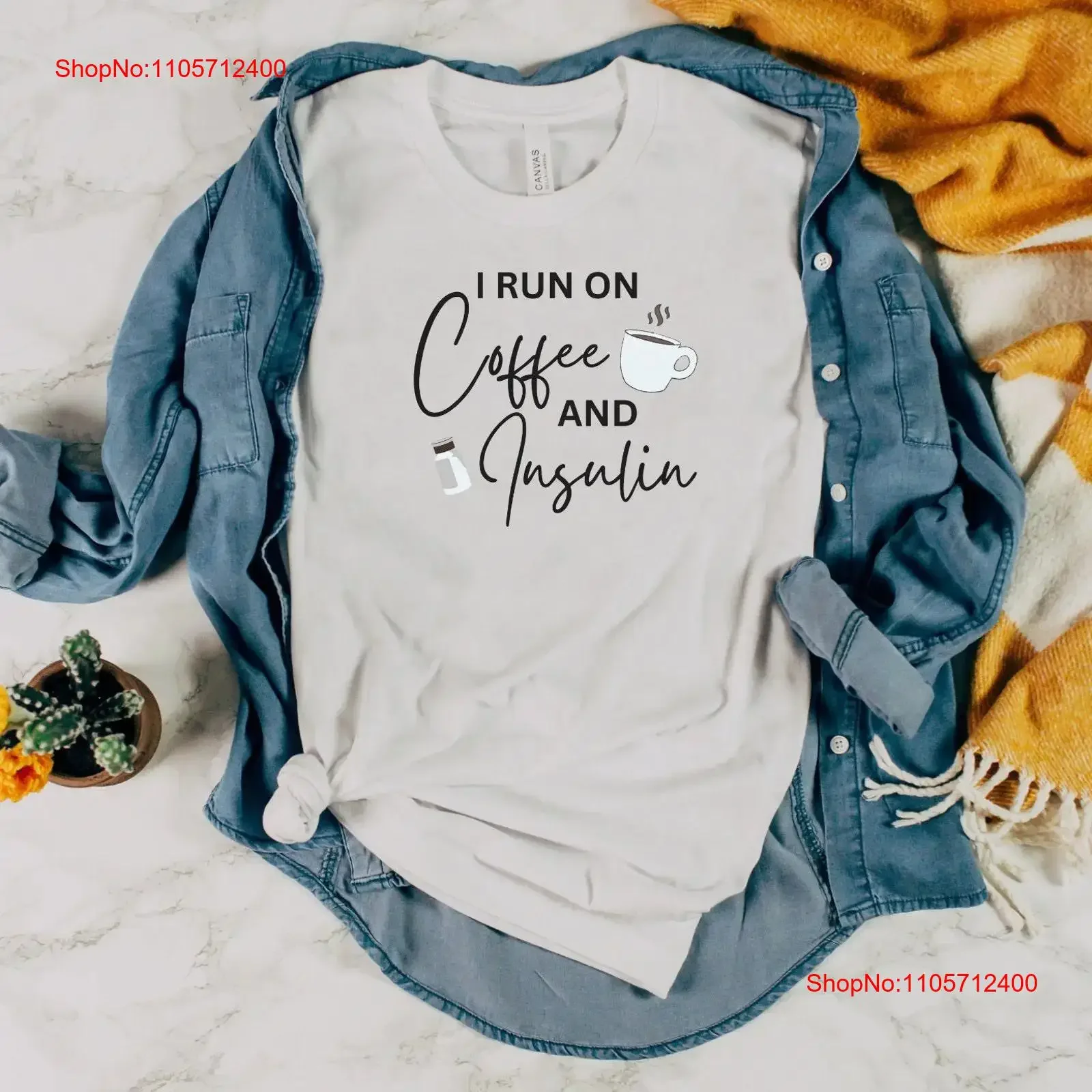 I Run on Coffee and Insulin Diabetes T Shirt Awareness Dependent Type 1 for Her vintage Washed Unisex graphic Stylish