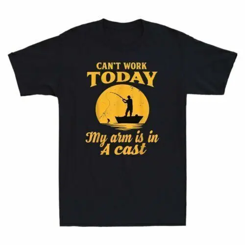 

Fishing Can't Work Today My Arm Is In A Cast Fish Retro Vintage Men's T Shirt