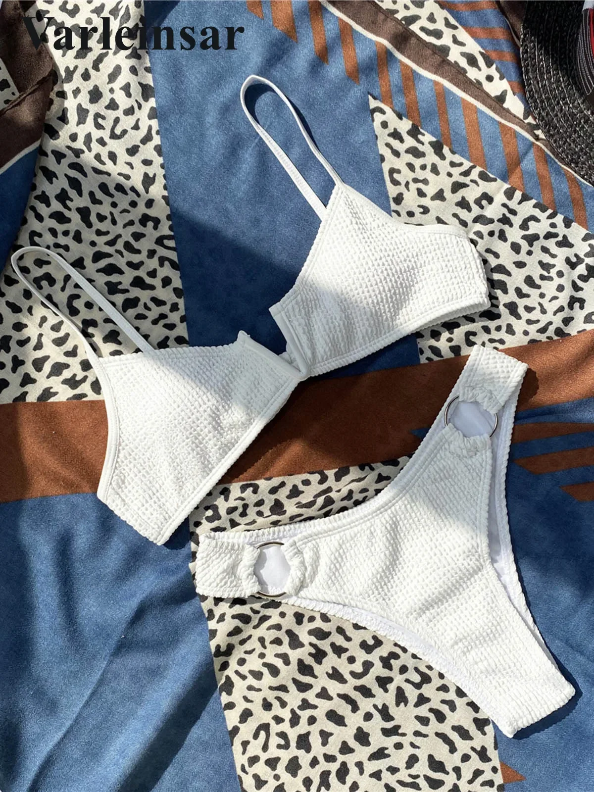 Sexy V Shaped Wrinkled Crinkled Bikini Female Swimsuit Women Swimwear Two-pieces Bikini set Bather Bathing Suit Swim Lady V3621