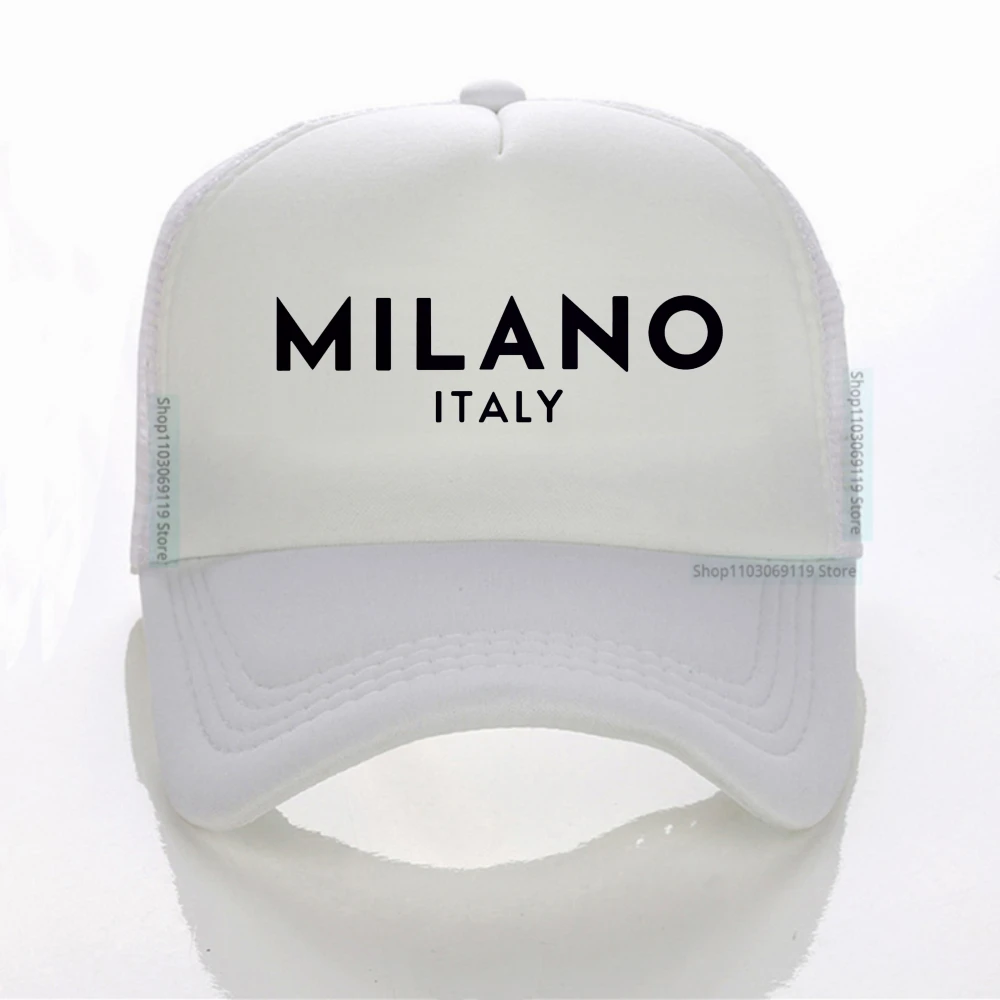 ميلان إيطاليا العلم المطبوعة قبعة بيسبول أزياء خمر عارضة للجنسين شبكة قبعات في الهواء الطلق قابل للتعديل قبعة سائق الشاحنة الصيف الهيب هوب القبعات