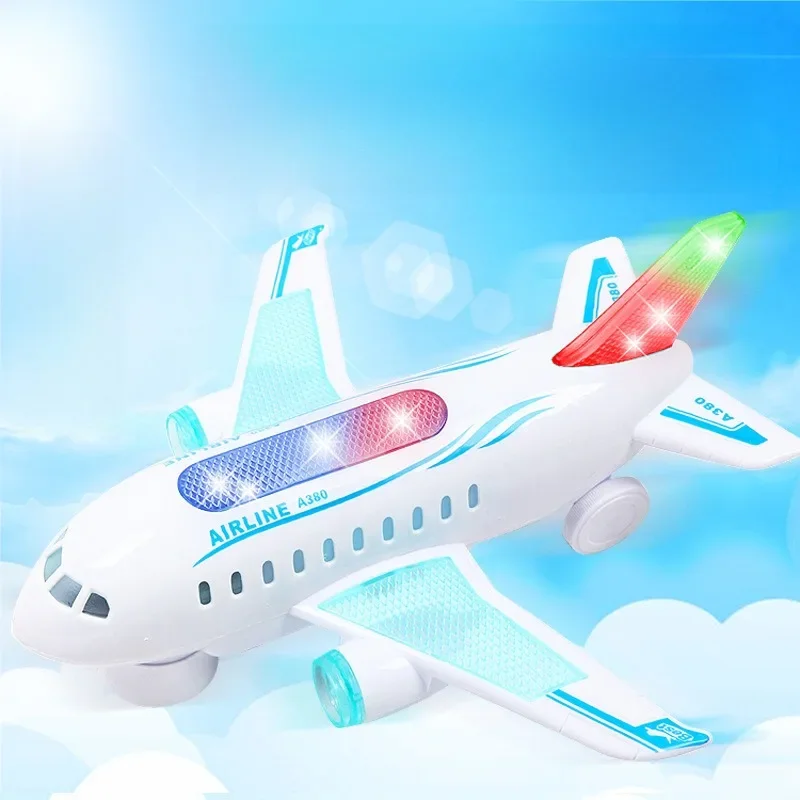 Juguetes modelo para niños que brillan música cardán eléctrica, juguetes Airbus, modelos de aviones, juguetes de sonido y luz Flysky