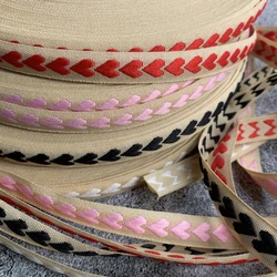 5 Yards 0.375 Inch 10MM Heart Woven Jacquard Ribbon Dress decoration webbing DIY Bow Accessories