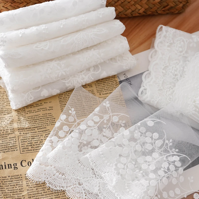 Lace Fabric White Mesh Screen Curtain Skirt Hem Neckline Garment Accessories Diy Decorative Bag Sewing Material Wholesale Cloth