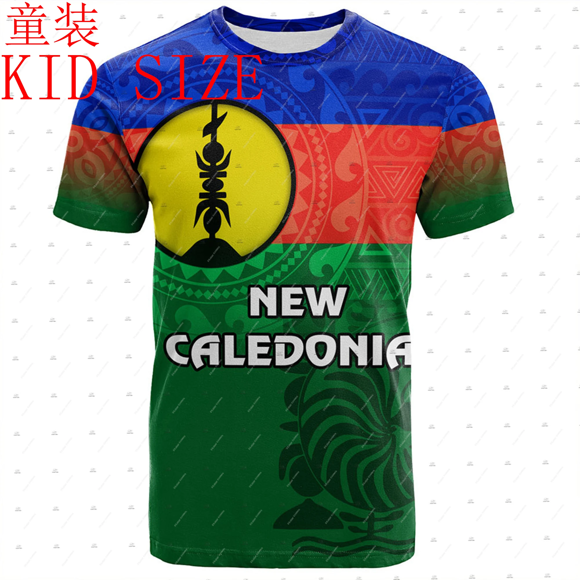 Custom Name New Caledonia Kid Size Children's T-Shirts French Polynesian Islands Tattoo Retro 3DPrint Harajuku Short Sleeves V3