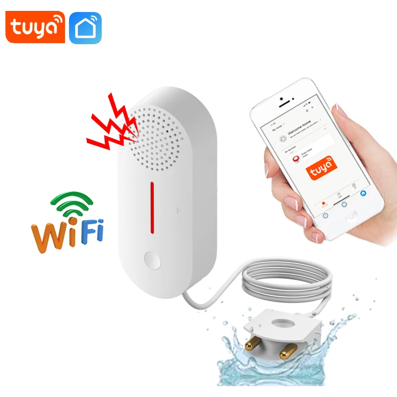 อิสระน้ำรั่ว Detectort Tuya เซ็นเซอร์ระดับน้ำห้องครัวห้องน้ำ Security Alarm 90dB สูงปริมาณเสียงปลุก