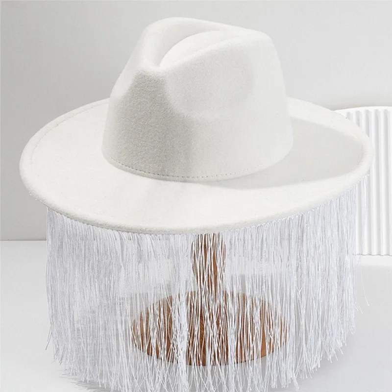 Ladies' unisex felt top hat with tassel lines and heart-shaped a luxurious party character