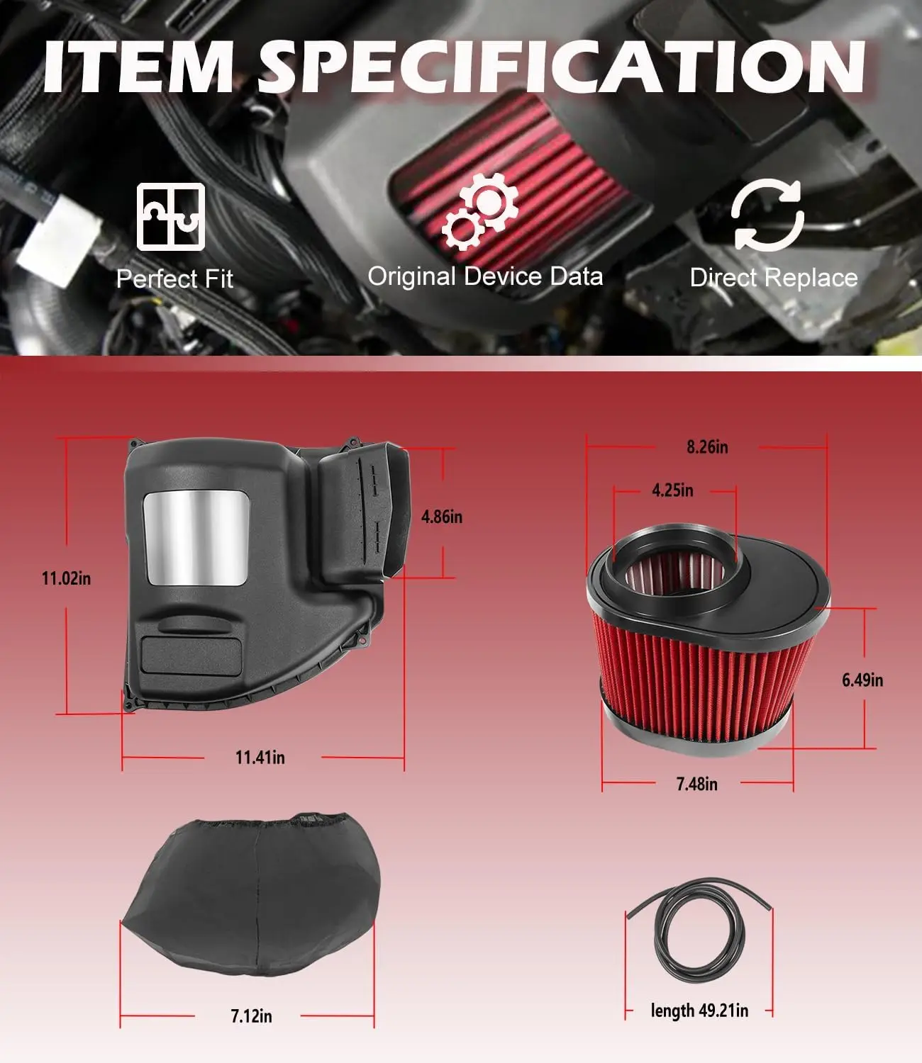 طقم فلتر لسعة الهواء البارد ، مناسب لفورد برونكو ، نظام الحث ، من من من من من من من من ، محرك 2.7 لتر ، TM