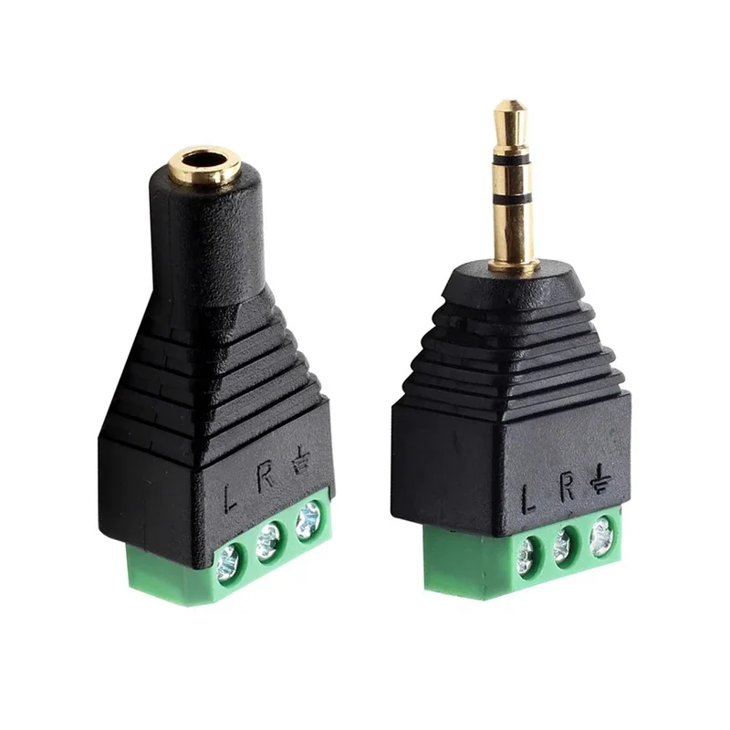 5/20/100PCS 3.5mm 3 Pole Male Connector Terminal 3pin Audio AUX Earphone Adapter To Headphone Jack Stereo Plug Solderless DIY