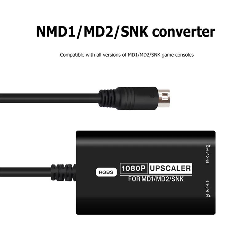 FFYY--ใช้งานร่วมกับ Converter 16/9 4/3 RGBS HD อะแดปเตอร์วิดีโอคอนโซลเกมอุปกรณ์เสริมสําหรับ SEGA MD1 MD2 SNK