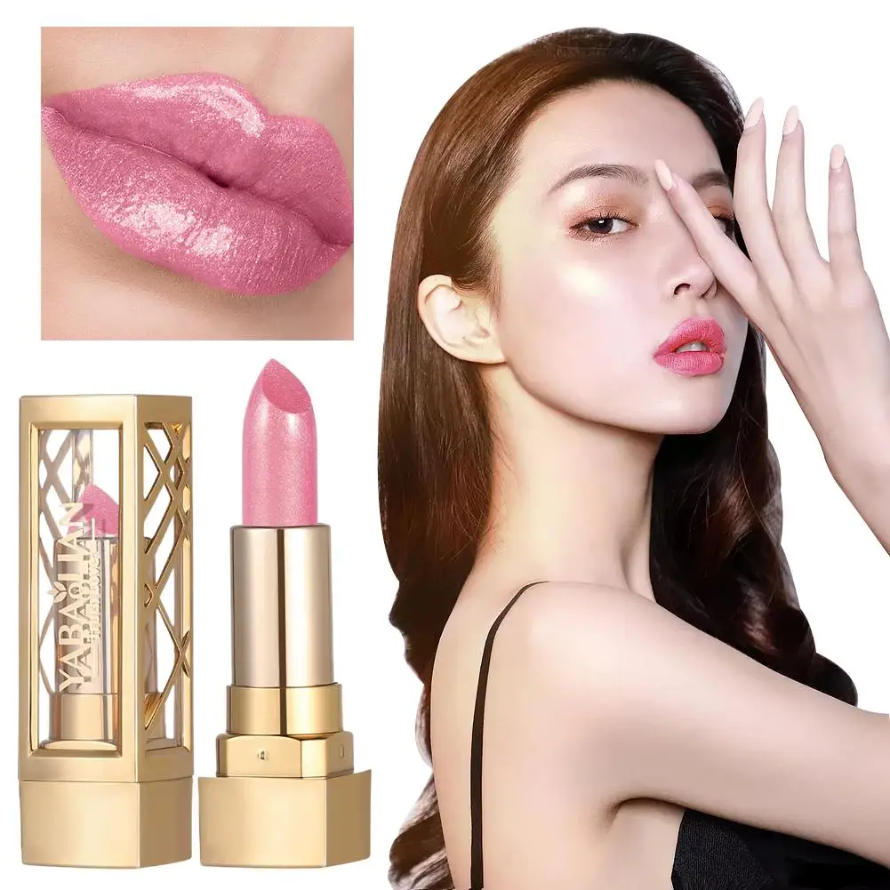 6 Color Gold Tube Lipstick Matte Glitter Lipstick Shiny Sparkling Pearl Gloss 2025NEW Lip Red Makeup Shimmery Red Brown D6N2
