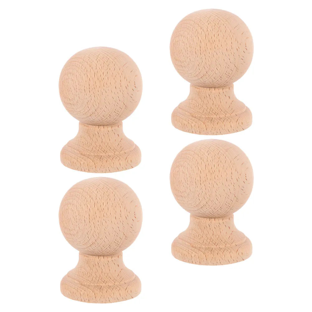 

4Pcs Solid Wood Roman Style Finials Small Wood Finials for Crafting Bed Posts Curtain Rods Furniture Decoration DIY