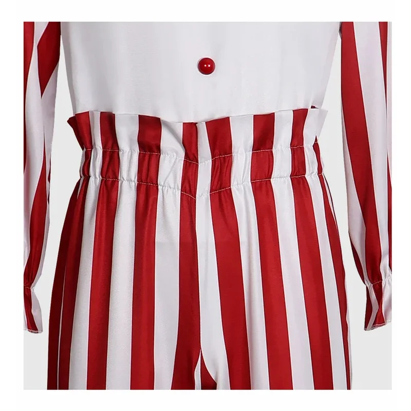 Adulto en un traje de campo de maíz disfraz de Halloween película de mascota de Baypen a rayas Frendo el payaso hombres Cosplay disfraz de Navidad 5ftu ^