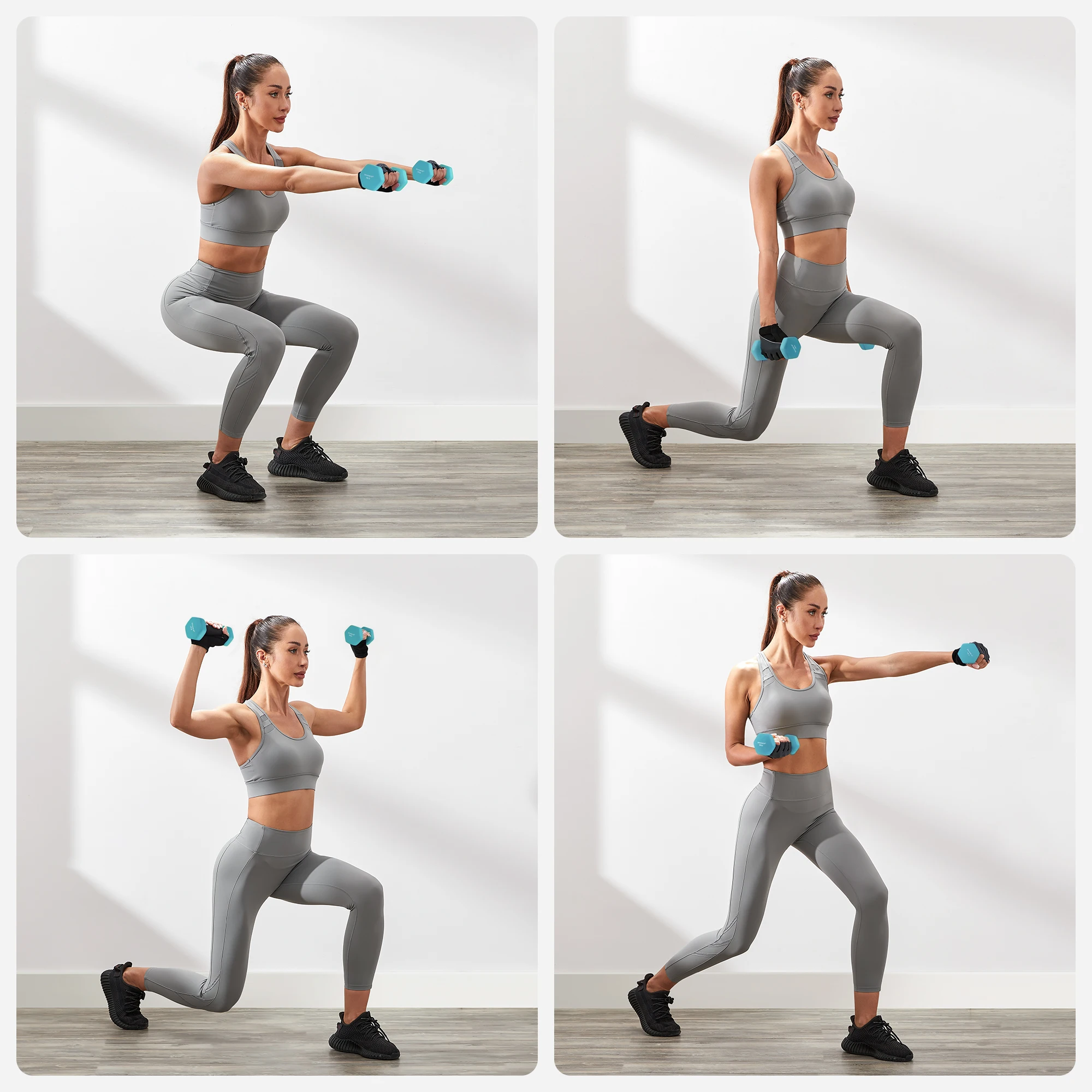 طقم دمبلل سداسي سونغميكس مع حامل ، دمبلز ، أكوا أخضر ، زبرجد ، رمادي ، 2 × 1 كجم ، 2 × 2 كجم ، 2 × 3 كجم #6