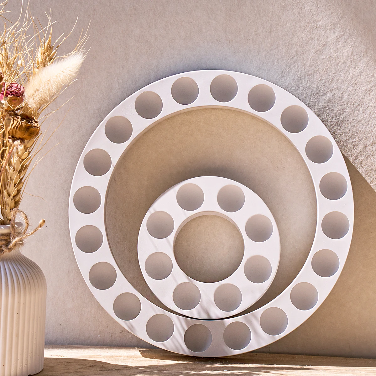 

Creative Ring-Shaped Porous Test Tube Hydroponic Flower Rack Silicone Mold DIY Craft Decoration Mold Plaster Concrete Products