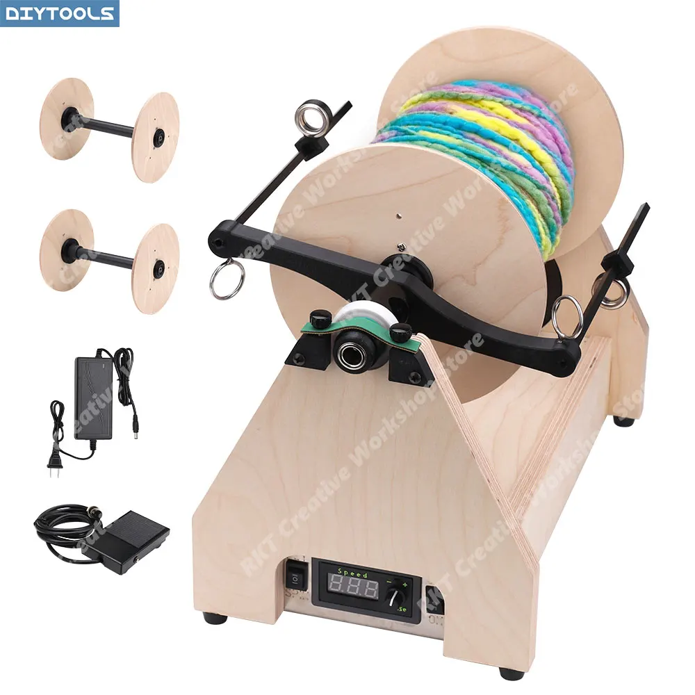 Electric Spinning Wheel Extra-Large Machine Artistic Digital Display Studio-Grade Wooden Wool Ball Winder Winding Yarn Skein DIY