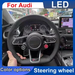 Upgrade Carbon Fiber LED Alcantara R8 Leather Steering Wheel For Audi RS A3 A4L A5 A6L A7 Q2 Q3 S4 S5 S7 8V B8 C7 Customized