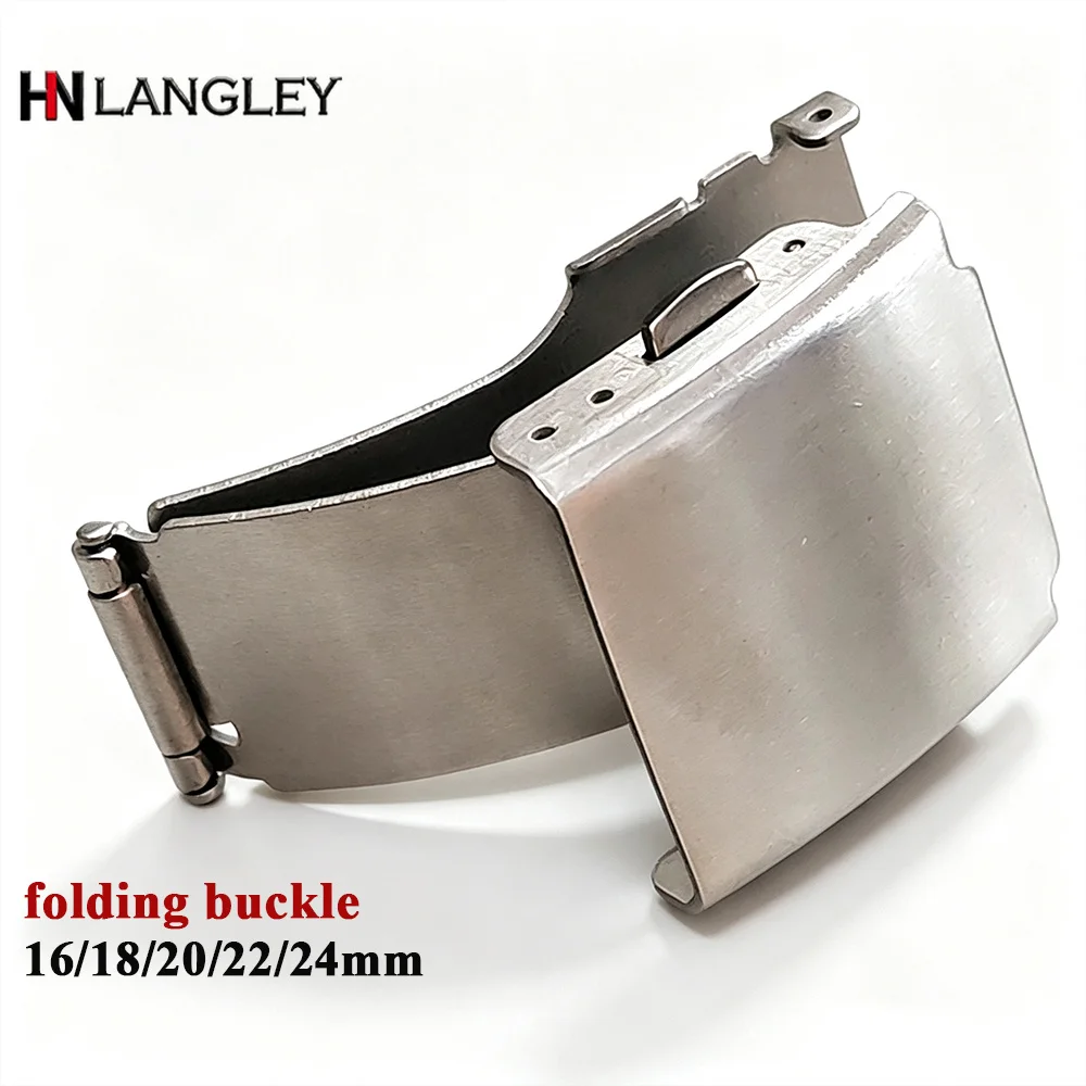 16/18/20/22/24mm Stainless Steel Folding Buckle for Leather Belt for Rubber Strap Buckle Solid Butterfly Clasps Accessory Silver