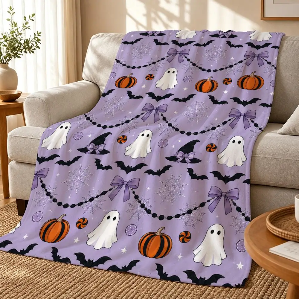 Cute Halloween Ghost Garland Throw Blanket for Home Bedroom Bed Sofa Children's Soft Blanket Cute