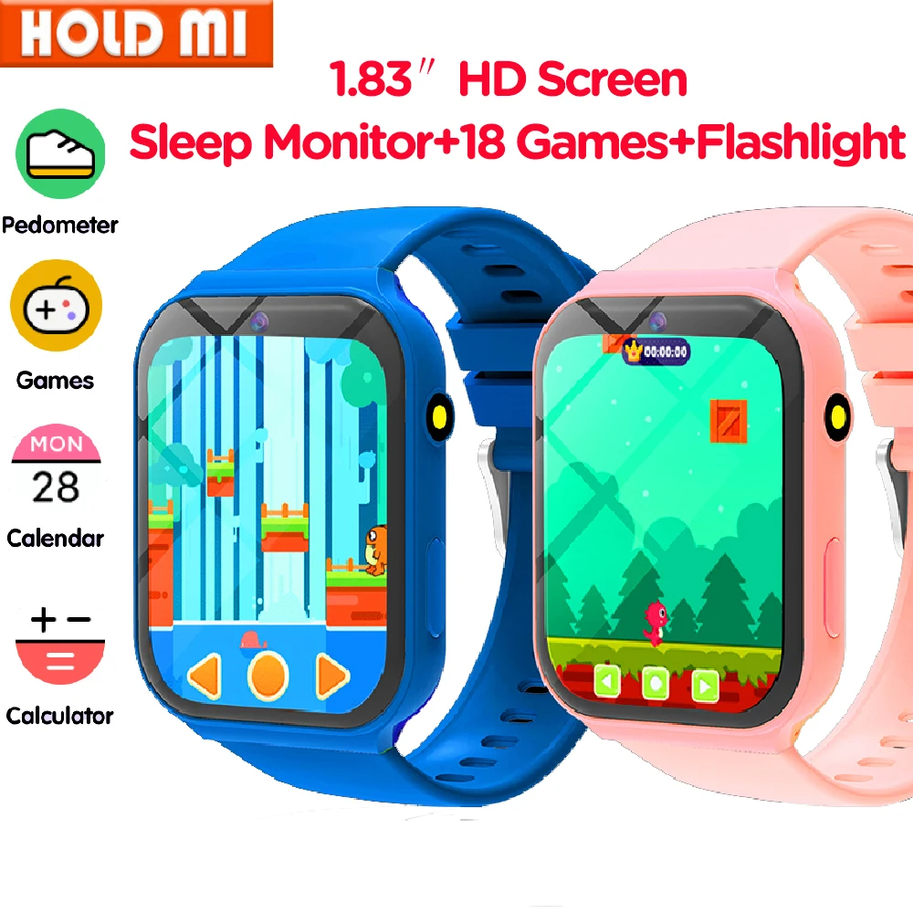 

Детские умные часы с дисплеем 1,83 дюйма, 18 игр, монитор сна, камера, будильник, умные часы, детские умные часы, подарок для мальчиков и девочек